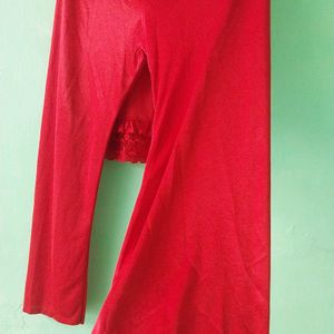 Hot Red 2 Pcs Night Dress