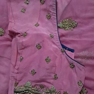 Pink Premium Chiffon Saree With Very Heavy Border