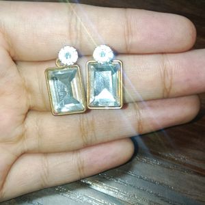 Simple White Colour Stone Earrings