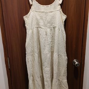 Cream Colour Cotton Embroidered Dress