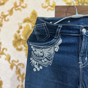 DARK BLUE EMBROIDERED JEAN