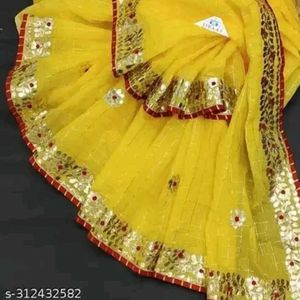 Yellow Saree With Gotta Patti Work