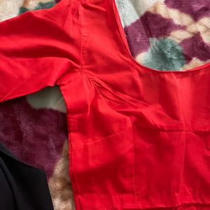 Four Tucks Red Blouse