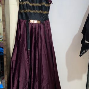 Black And Burgundy Cocktail Gown