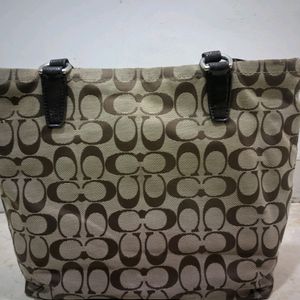 COACH Signature Canvas and Patent Tote