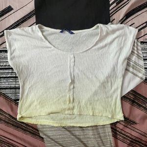 Dip Die Yellow White Crop Top