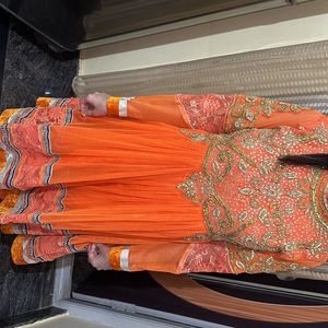 Orange Anarkali Set