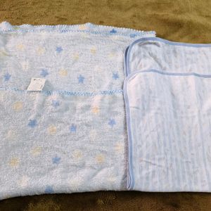 Set Of 2 Blue Baby Blankets