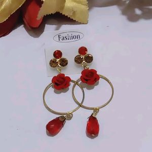 Red Rose Earrings