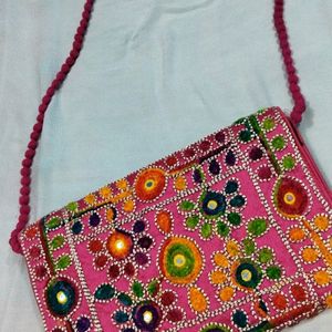 Pink Sling Bag With Rajasthani Handwork