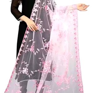 Soft Net (nylon) Pink Dupatta