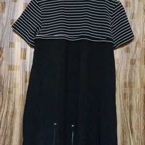 High Low Black&White Strip A Line Top