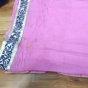 Fresh Pink Saree With Designer Blouse