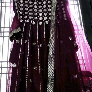 New Purple Heavy Embroidered Party Wear Dress