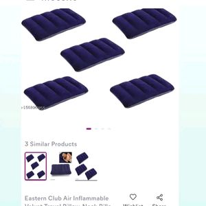 Velvet Air Inflatable Travel Pillow (Pack of 1Pcs)