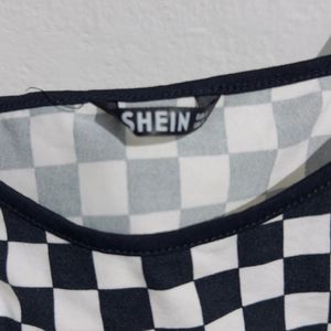 Black And White Check Crop Top