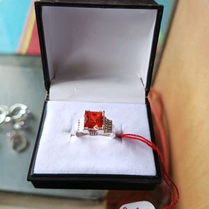 Red Daimond Ring💍pure Silver