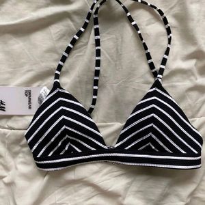 H&m Black/white Stripped Bikini Bra Top