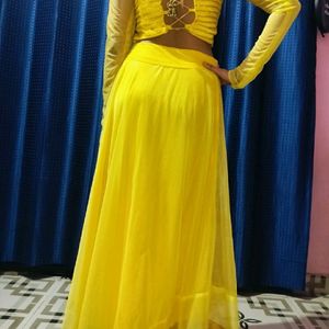 Designer Back Yellow Lehenga Choli