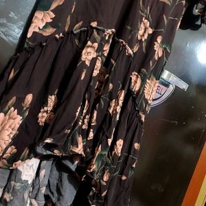 Coffee Brown Floral Printed Dress For 42 Bust