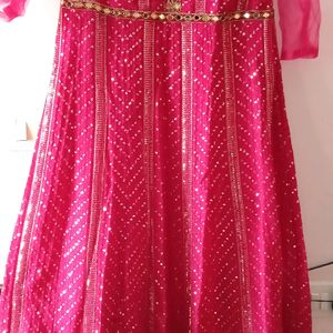 Red Chikankari Wedding Gown