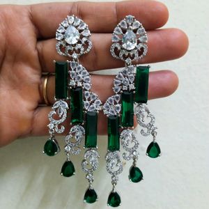 Premium A D Long Earrings (Green)