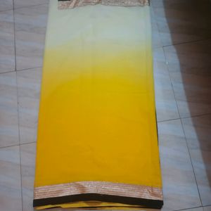 Simple Yellow Saree No Blouse