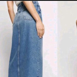 Slit Cut Denim Skirt