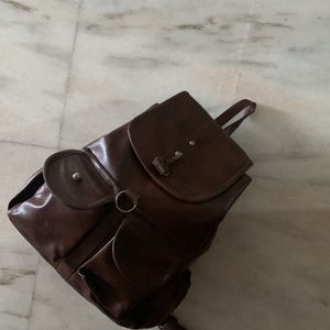 Brown leather backpack