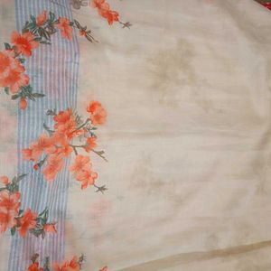 Cream Linen Saree