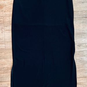 Straight Fit Black Skirt With Side Slits