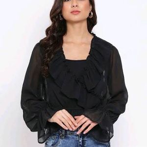 Sheer ruffled party top