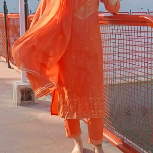 Orange Silk Suit Set