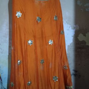 Orange Gotapti Lehnga Only