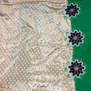Green And Gold Embroidered Fancy Saree