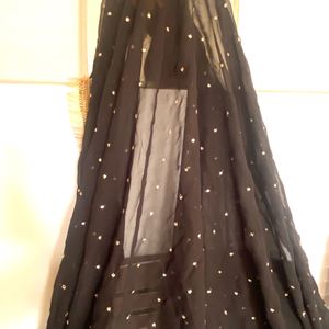 Black Chiffon Dupatta With Sehra Lace