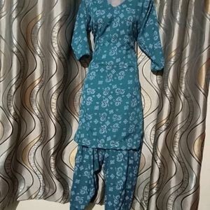 Sea Green Printed Suit