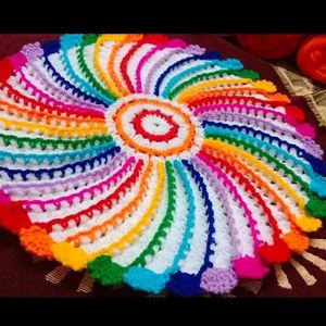 Handmade Crocheted Woolen Table Mat.