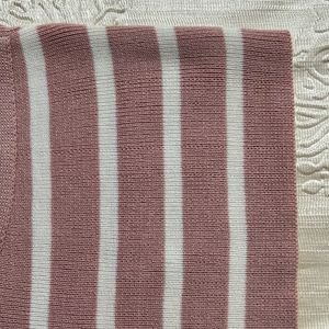 Pink-white Striped Crop Top