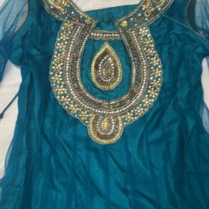 Aqua Blue Suit Set with Dupatta