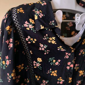 New Black Floral Shirt