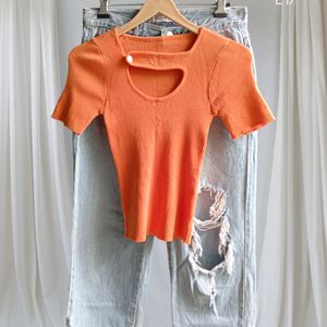 Cute Orange Slimfit Top