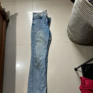 h&m blue y2k flared jeans