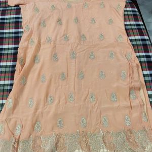 Partywear Peach Silk Kurta Set