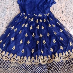 Rich Gold Work Navy Blue Frock 5year