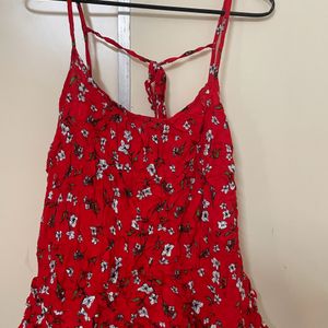 Summer Red Floral Top