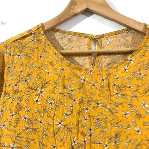 Yellow Flower Printed Frock