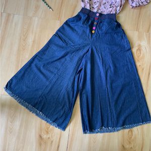 Flared Denim Palazzo