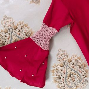 Read Peachy A Line Pearl Bead Kurti.