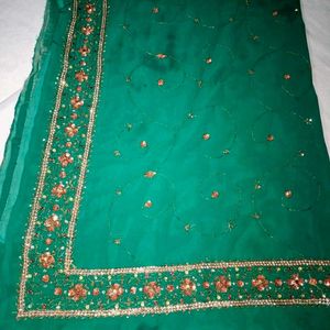 See green 💚  clr  embroidery work havy  saree